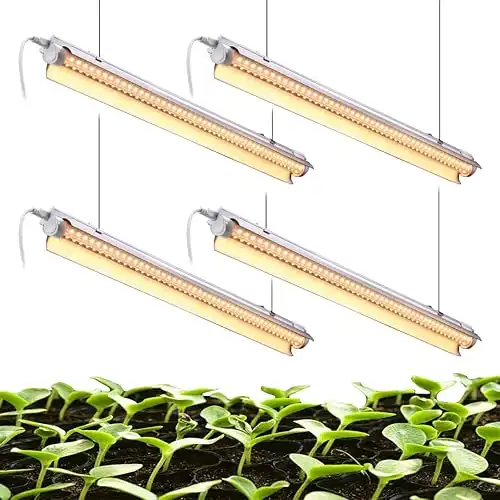 White Light Full Spectrum LED Grow Light, 2FT 2-Row V-Shape T8 Integrated Growing Lamp Fixture for Indoor Plants, Greenhouse Light with ON/Off Switch Plug and Play, Pack of 4 (24W x 4)