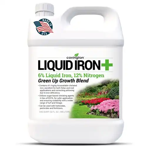 Chelated Liquid Iron +Plus Concentrate Blend, Liquid Iron for Lawns, Plants, Shrubs, and Trees Stunted or Growth and Discoloration Issues Solve Iron Deficiency and Root Problems