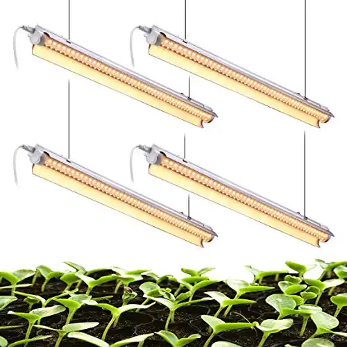 White Light Full Spectrum LED Grow Light, 2FT 2-Row V-Shape T8 Integrated Growing Lamp Fixture for Indoor Plants, Greenhouse Light with ON/Off Switch Plug and Play, Pack of 4 (24W x 4)