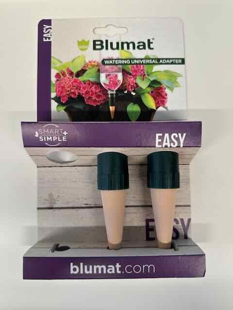I Tried the Plastic Bottle Self-Watering System in a Heatwave and Here's Why It Failed (and What Actually Works 6 Front of the Blumat Watering Universal Adapter package showing two terracotta cone spikes that screw onto plastic bottles